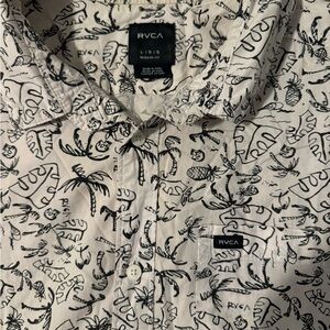 RVCA Men's white and Black Graphic Shirt